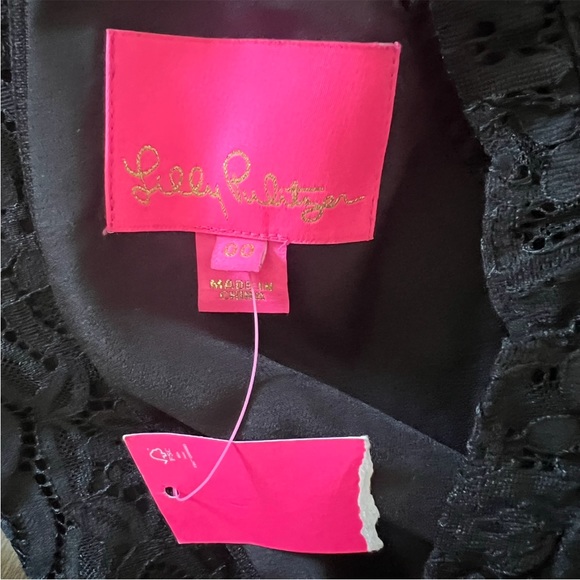 Lilly Pulitzer Averi Lace Embroidered black mini mock neck long sleeve size 00 - Picture 10 of 11
